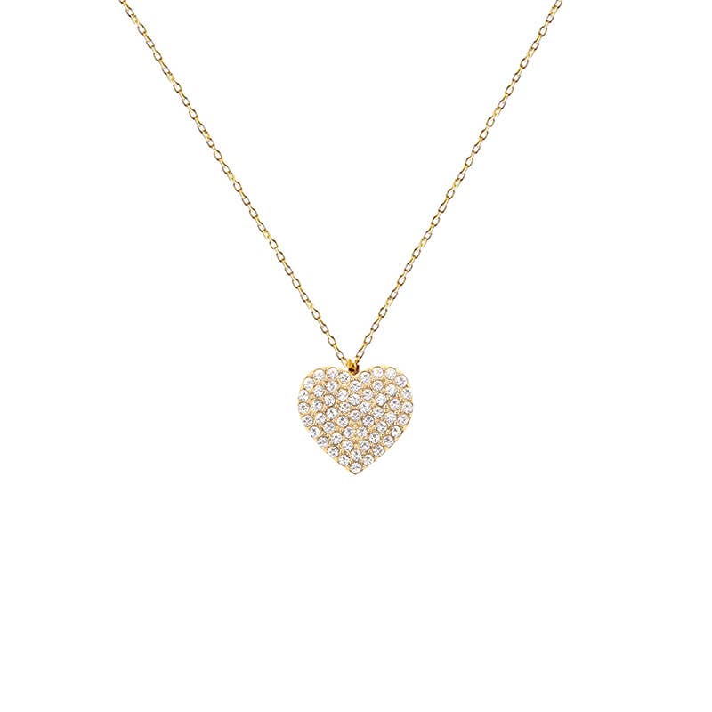KETTING MET HARTVORMIGE HANGER IN STRASS Zilveren / Met doos