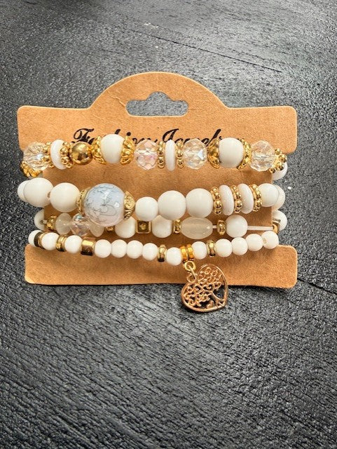 Kralenarmband wit goud