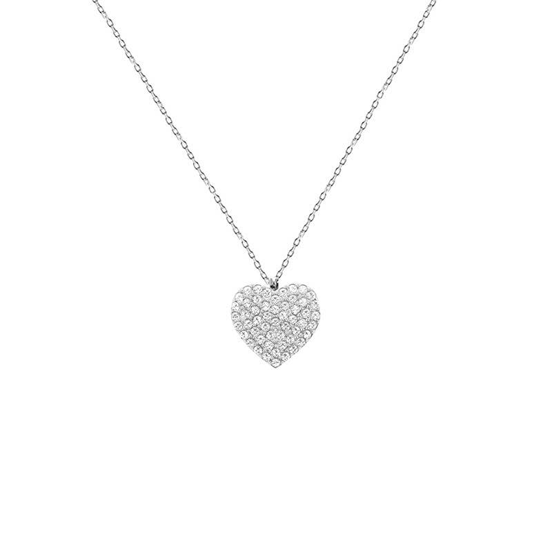 KETTING MET HARTVORMIGE HANGER IN STRASS Zilveren / Met doos